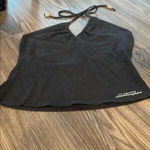 Lamborghini Black V-Neck Halter Top